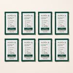 Les 8 sachets unidoses de la boîte AURÉA 16, crème déodorante longue durée